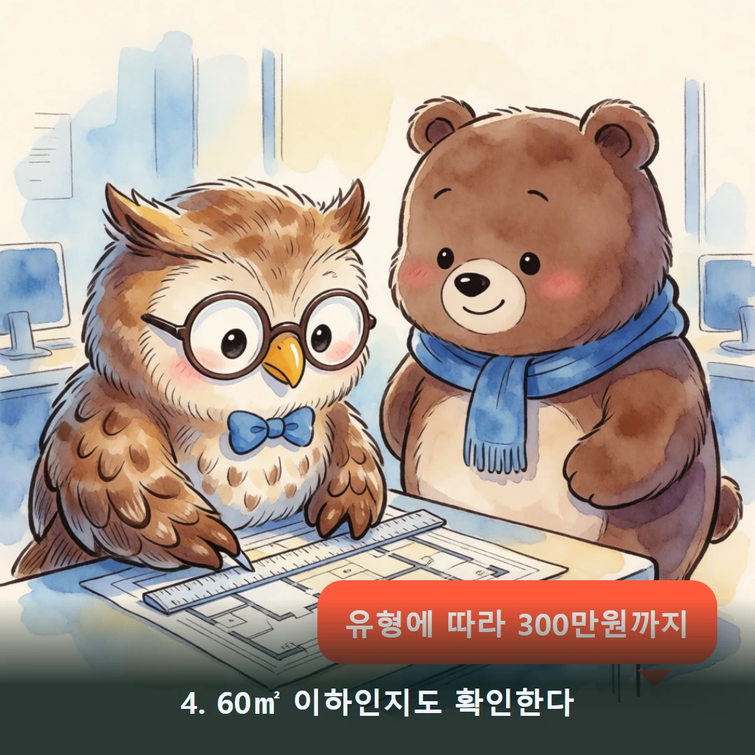 웹툰 4컷 — 4. 60㎡ 이하인지도 확인한다 (유형에 따라 300만원까지)
