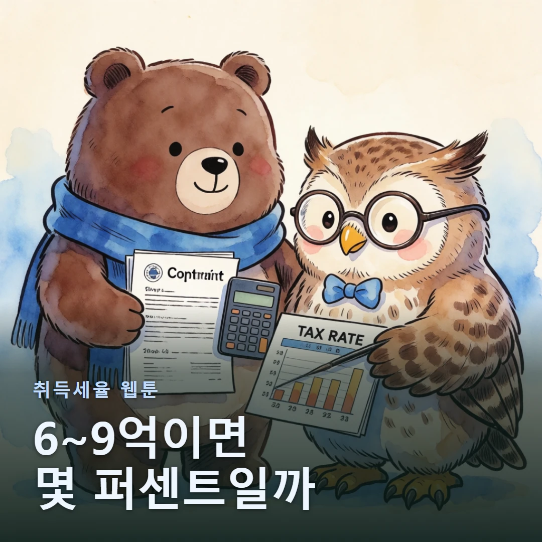취득세율 웹툰 표지 — 6~9억이면 몇 퍼센트일까
