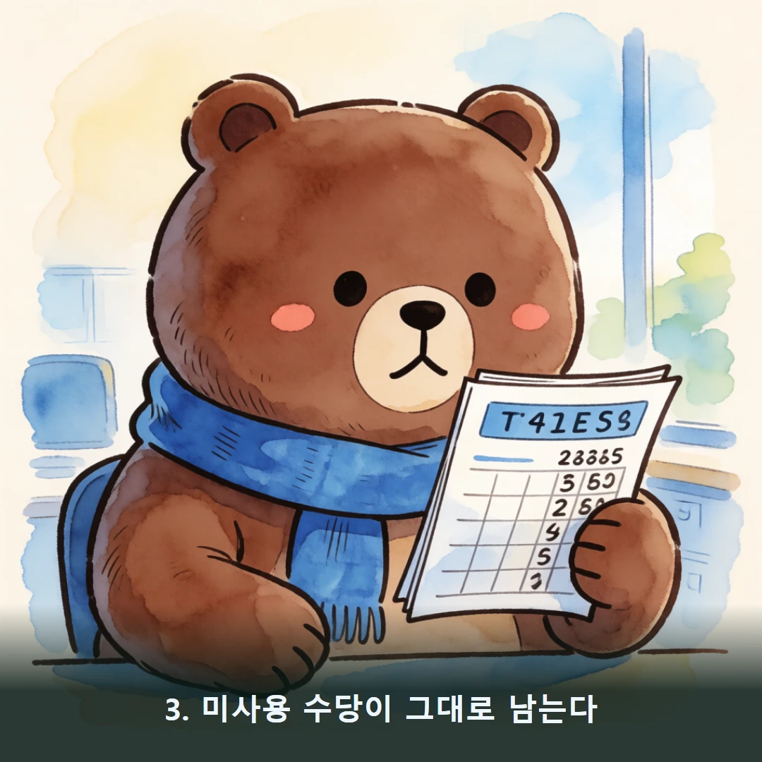 웹툰 3컷 — 3. 미사용 수당이 그대로 남는다