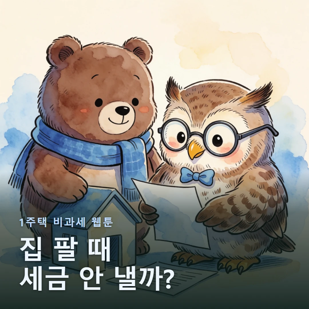 1주택 비과세 웹툰 표지 — 집 팔 때 세금 안 낼까?