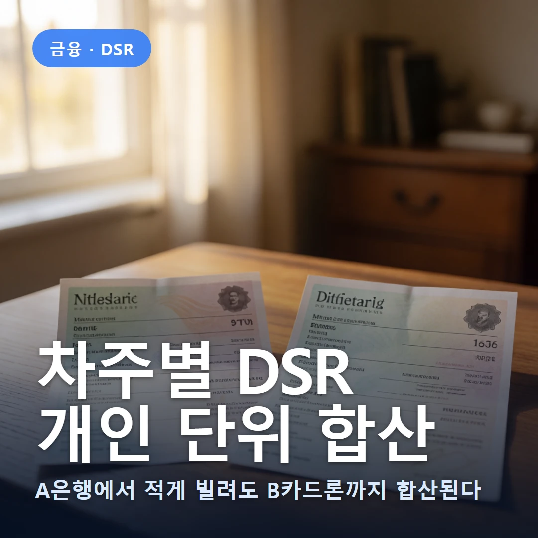 차주별 DSR 요약 표지 — A은행에서 적게 빌려도 B카드론까지 합산된다