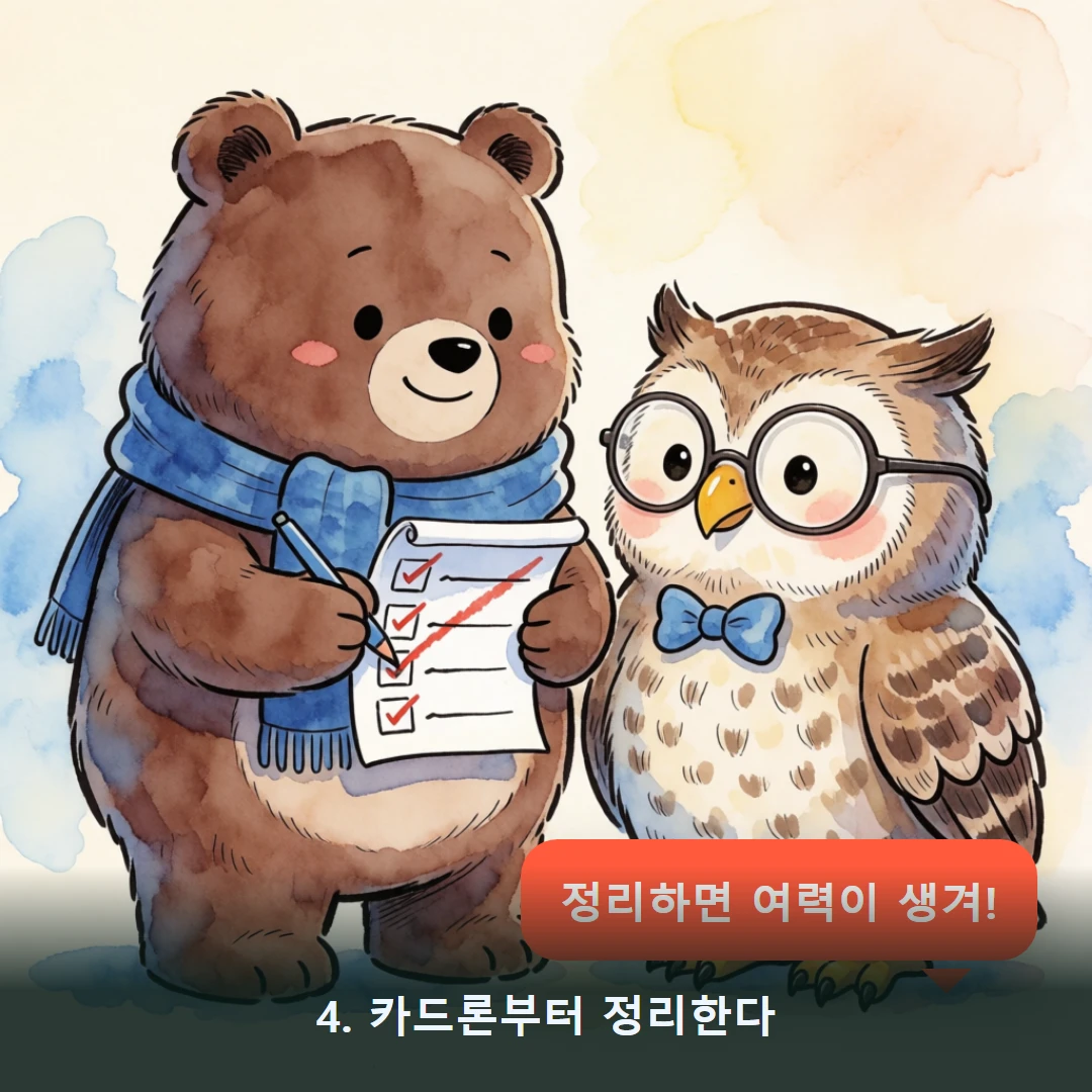 웹툰 4컷 — 4. 카드론부터 정리한다 (정리하면 여력이 생겨!)