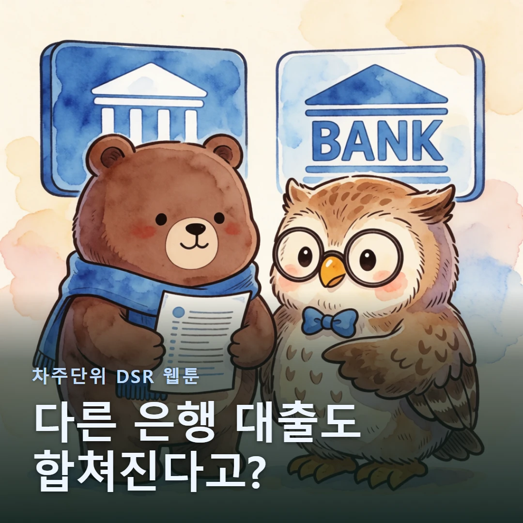 차주단위 DSR 웹툰 표지 — 다른 은행 대출도 합쳐진다고?