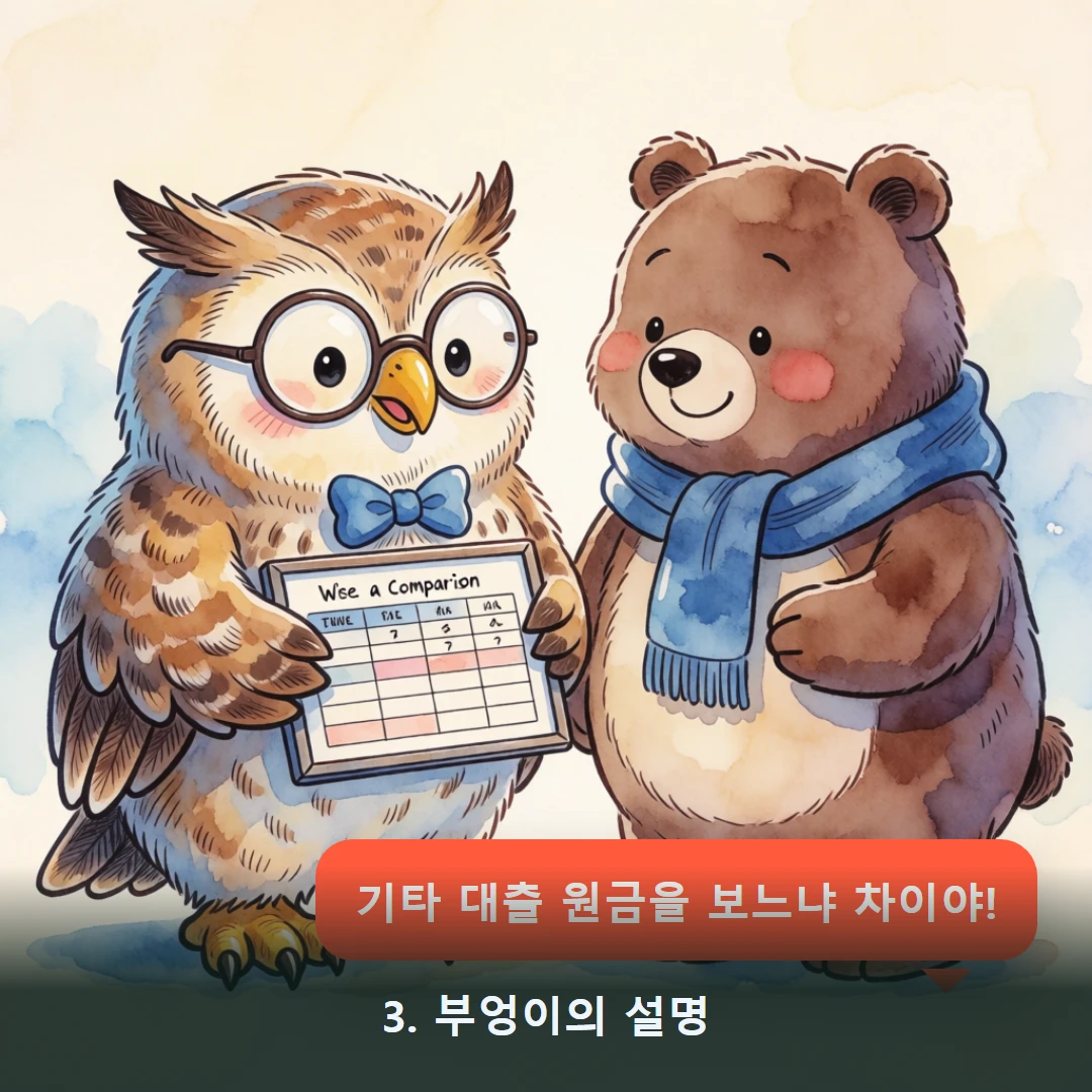 웹툰 3컷 — 3. 부엉이의 설명 (기타 대출 원금을 보느냐 차이야!)
