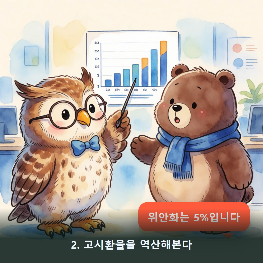 웹툰 2컷 — 2. 고시환율을 역산해본다 (위안화는 5%입니다)