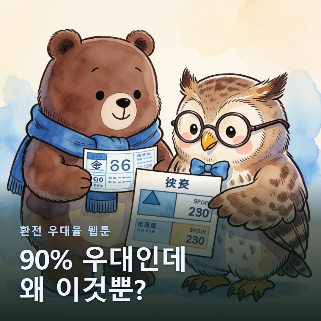 환전 우대율 웹툰 표지 — 90% 우대인데 왜 이것뿐?