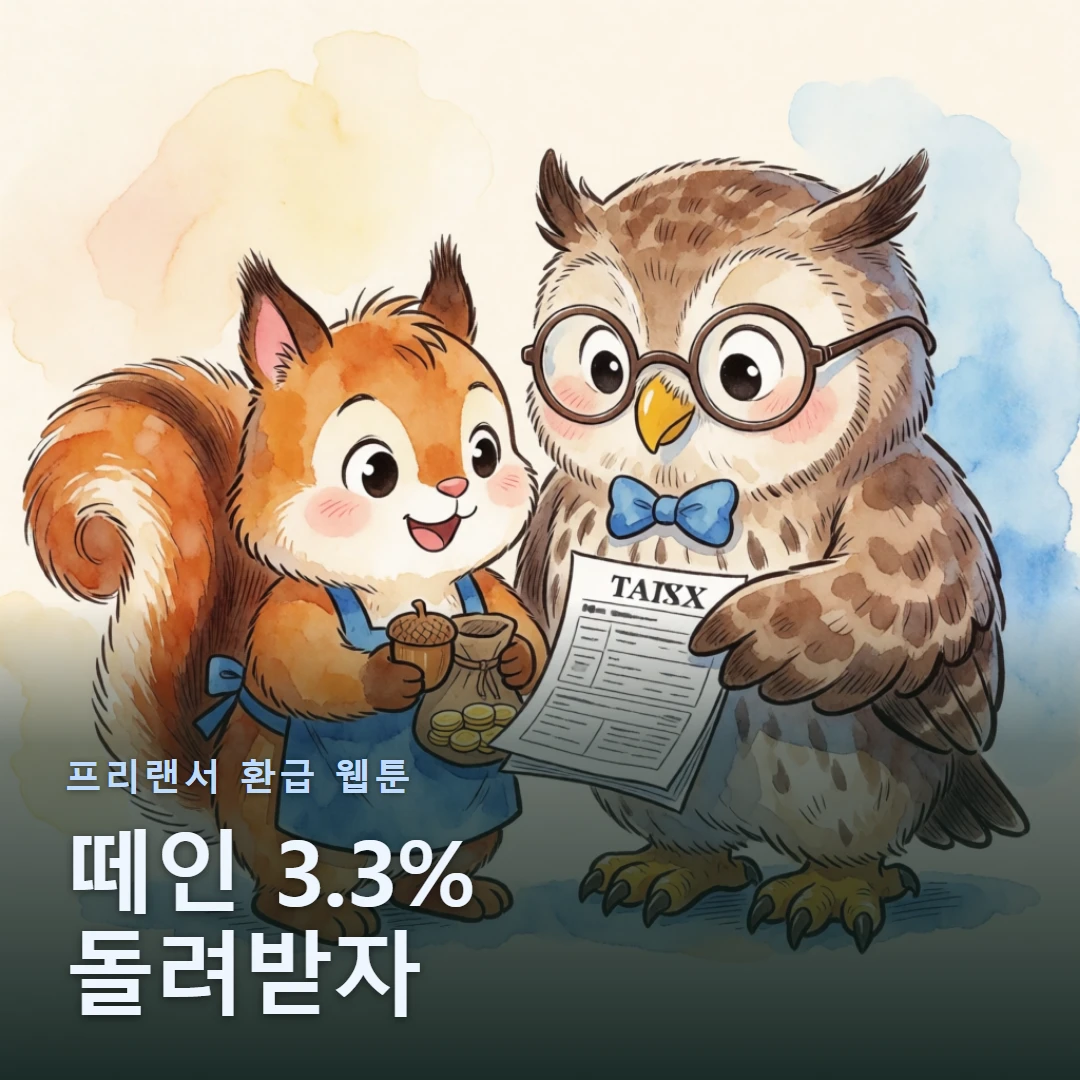 프리랜서 환급 웹툰 표지 — 떼인 3.3% 돌려받자