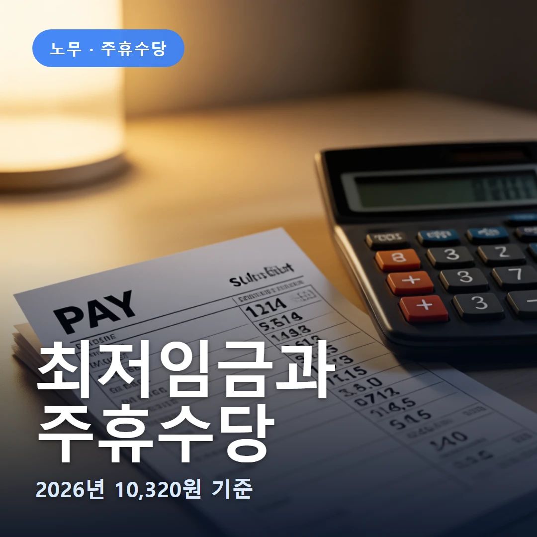 최저임금과 요약 표지 — 2026년 10,320원 기준