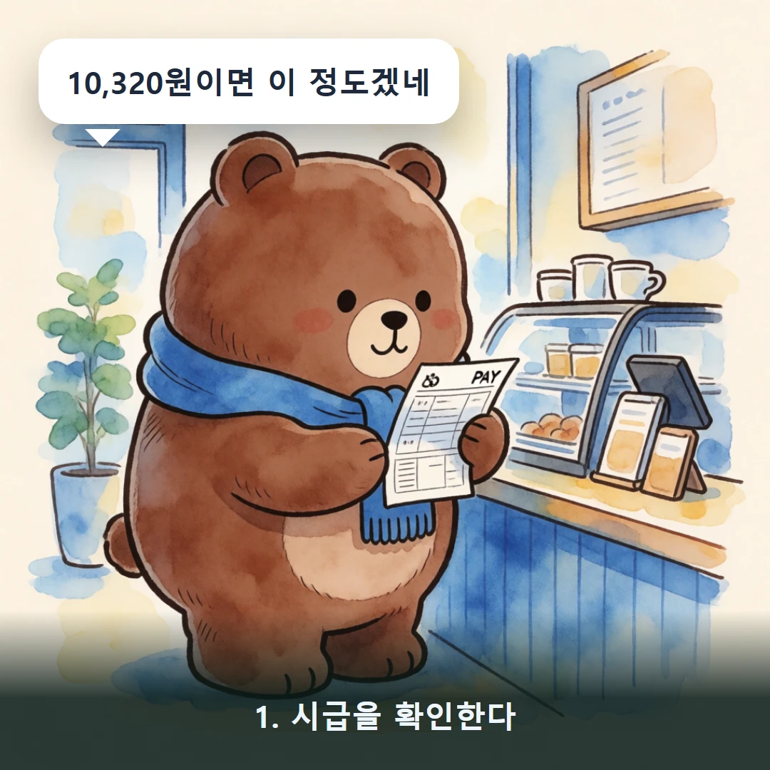 웹툰 1컷 — 1. 시급을 확인한다 (10,320원이면 이 정도겠네)