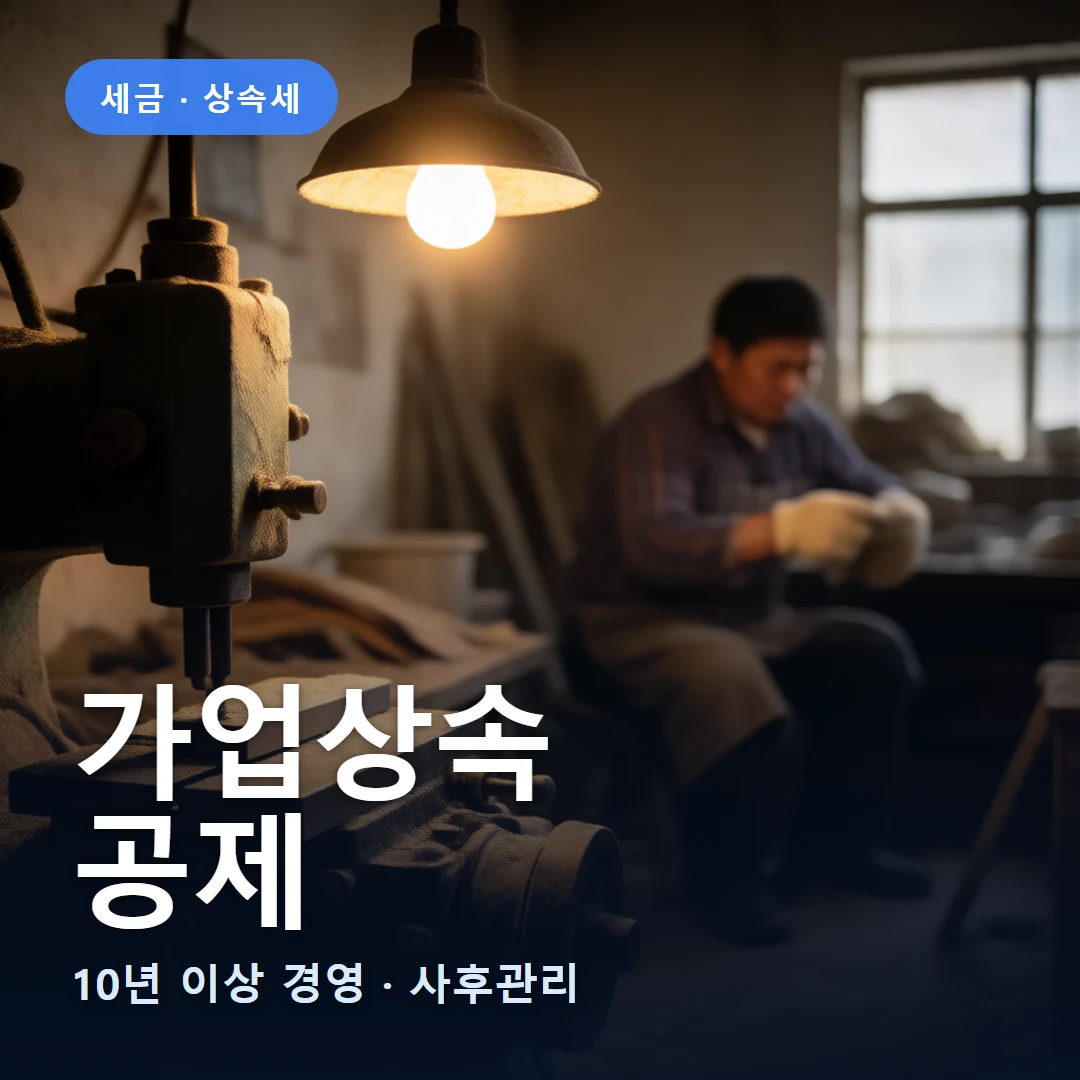 가업상속 요약 표지 — 10년 이상 경영 · 사후관리