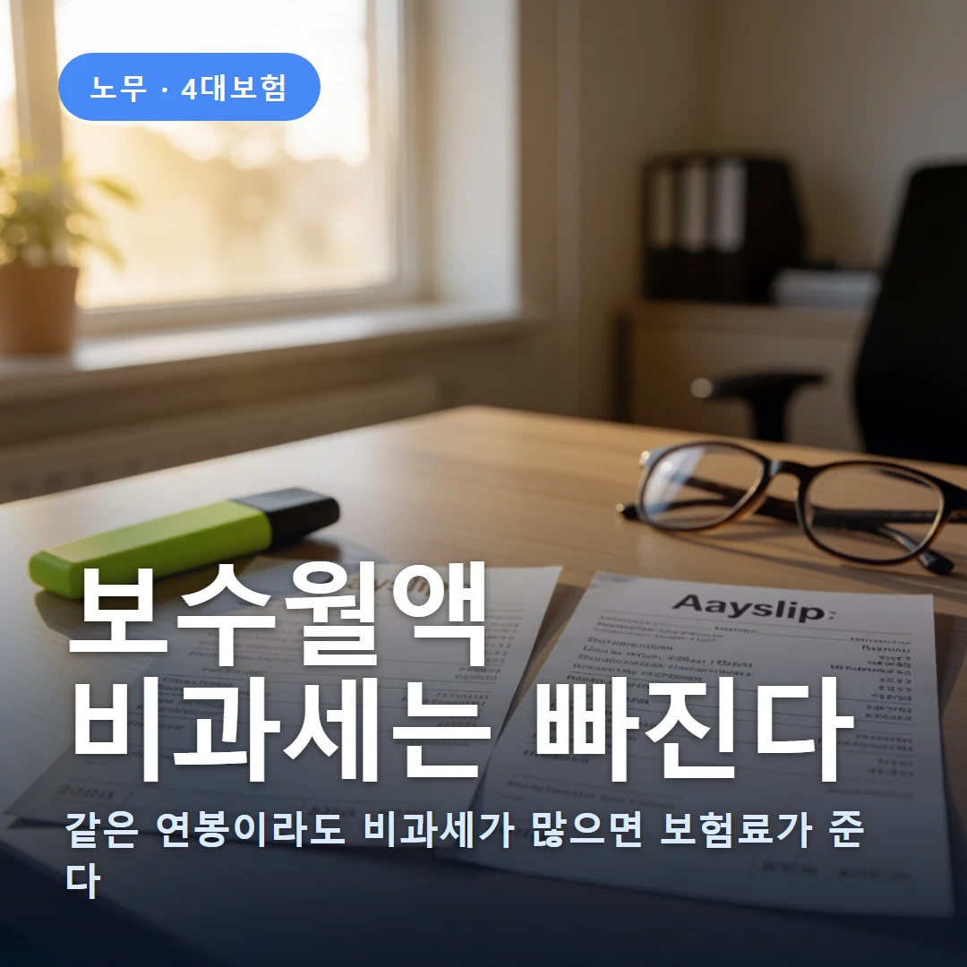 4대보험 보수월액 요약 표지 — 같은 연봉이라도 비과세가 많으면 보험료가 준다