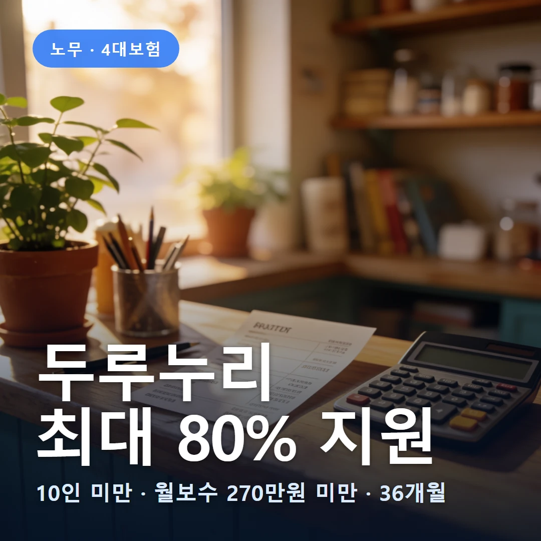 두루누리 지원 요약 표지 — 10인 미만 · 월보수 270만원 미만 · 36개월