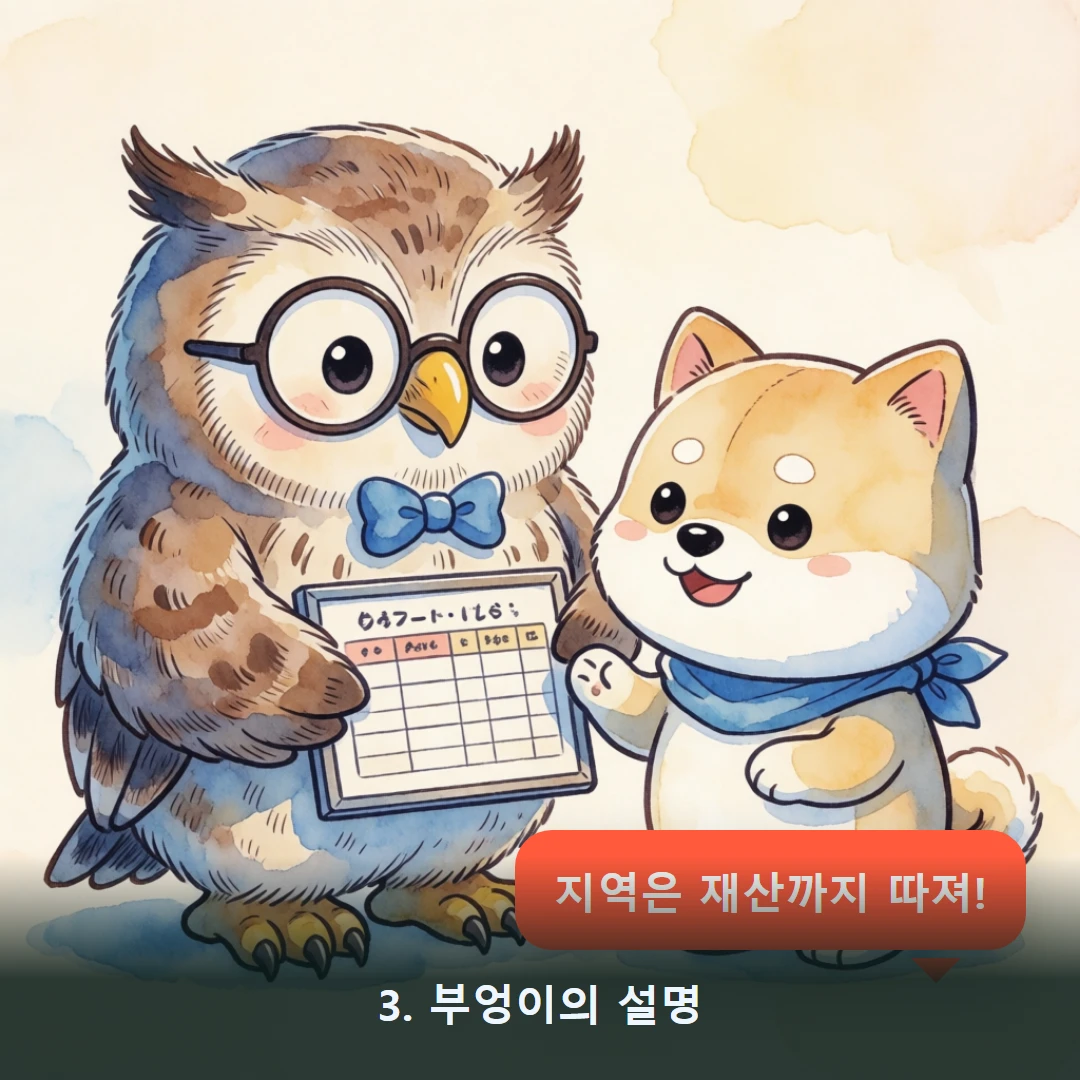 웹툰 3컷 — 3. 부엉이의 설명 (지역은 재산까지 따져!)