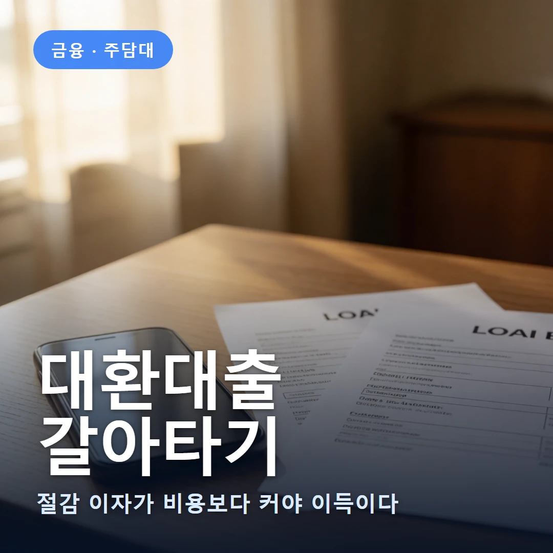 주담대 대환대출 요약 표지 — 절감 이자가 비용보다 커야 이득이다