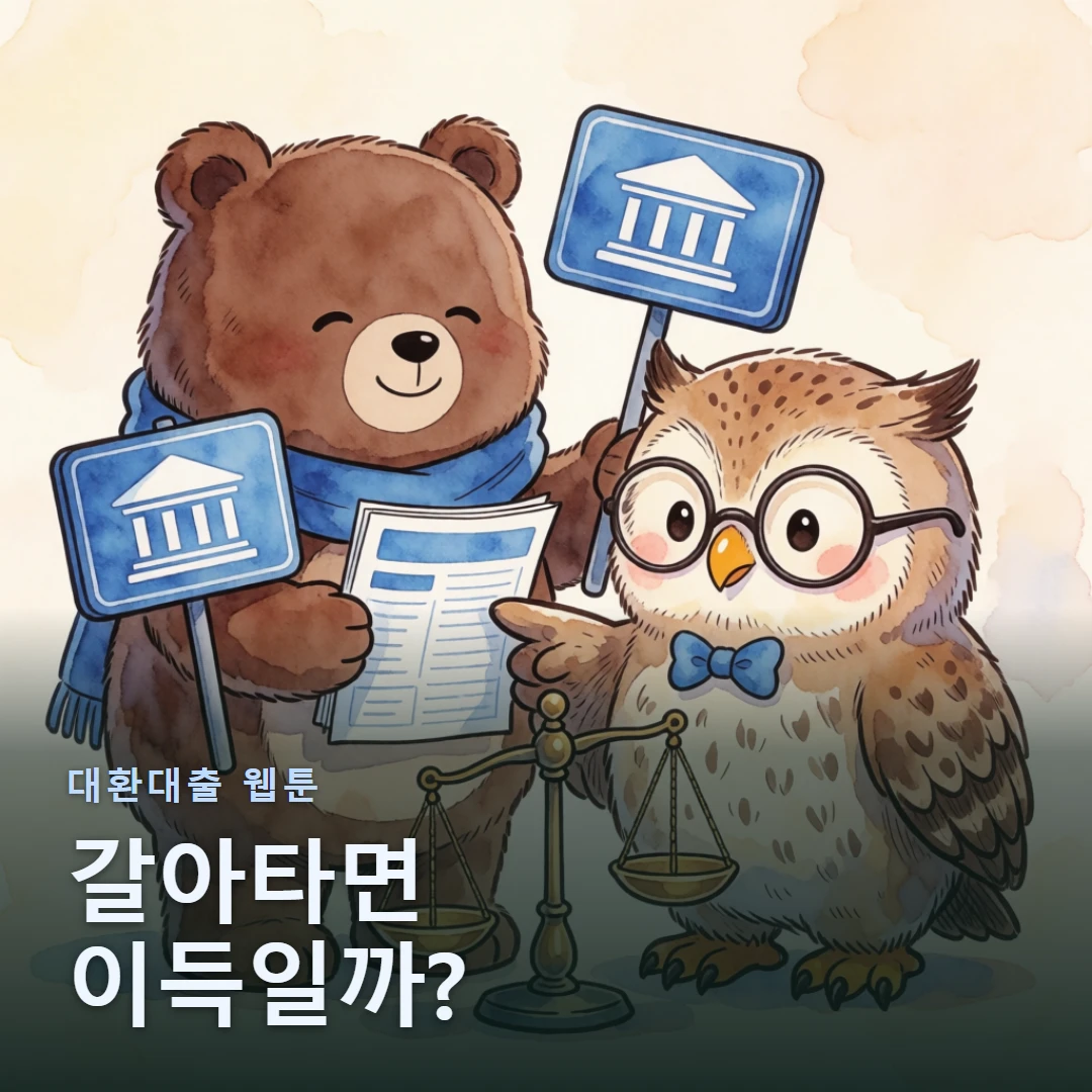 대환대출 웹툰 표지 — 갈아타면 이득일까?