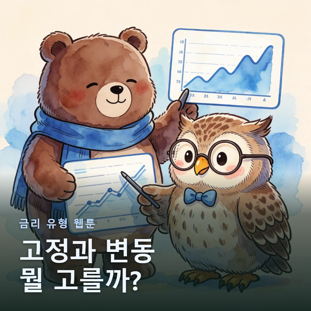 금리 유형 웹툰 표지 — 고정과 변동 뭘 고를까?