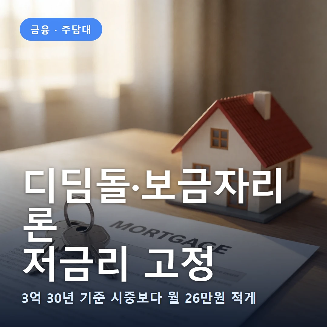 정책 주담대 요약 표지 — 3억 30년 기준 시중보다 월 26만원 적게