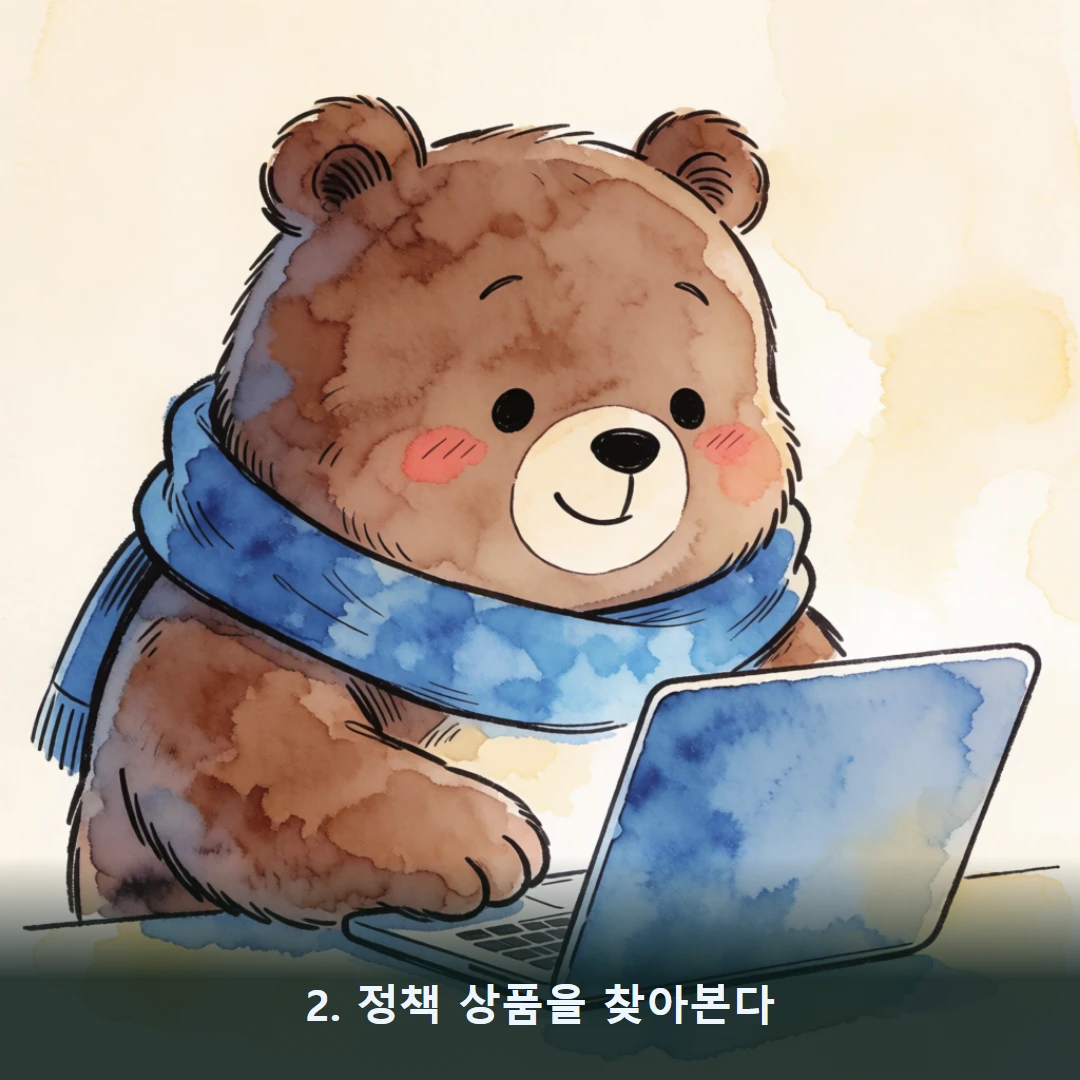 웹툰 2컷 — 2. 정책 상품을 찾아본다