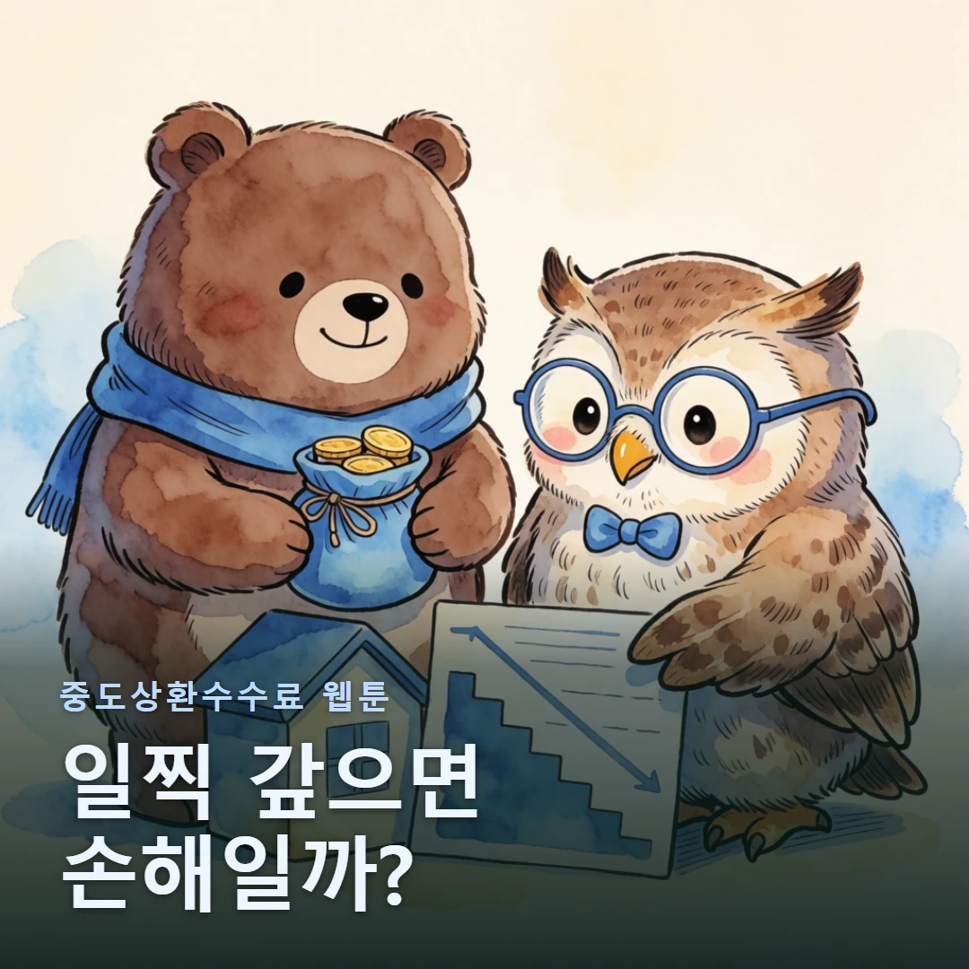 중도상환수수료 웹툰 표지 — 일찍 갚으면 손해일까?