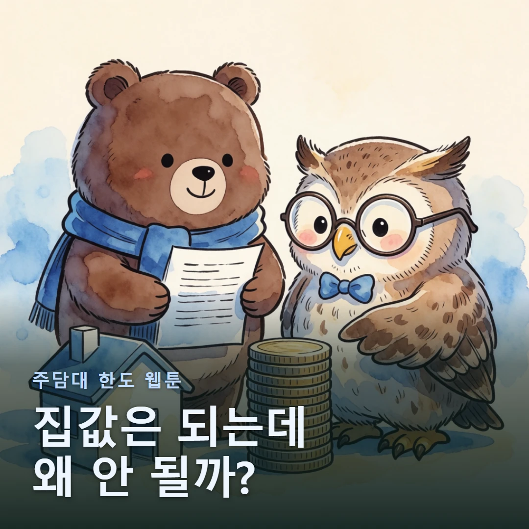 주담대 한도 웹툰 표지 — 집값은 되는데 왜 안 될까?