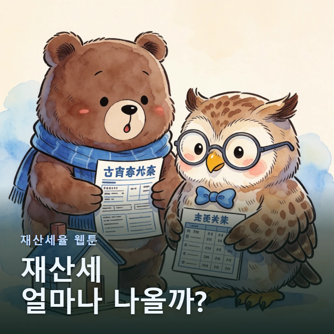 재산세율 웹툰 표지 — 재산세 얼마나 나올까?
