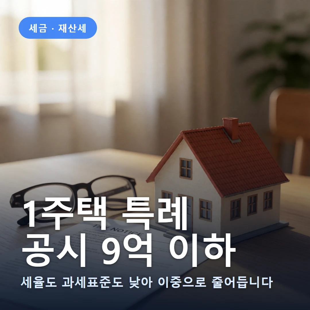 1주택 특례 요약 표지 — 세율도 과세표준도 낮아 이중으로 줄어듭니다