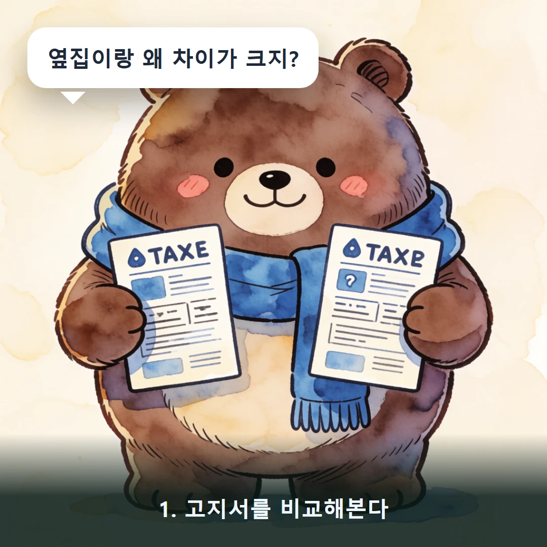 웹툰 1컷 — 1. 고지서를 비교해본다 (옆집이랑 왜 차이가 크지?)