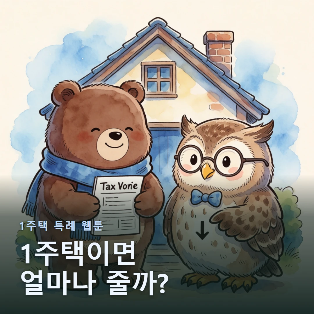 1주택 특례 웹툰 표지 — 1주택이면 얼마나 줄까?