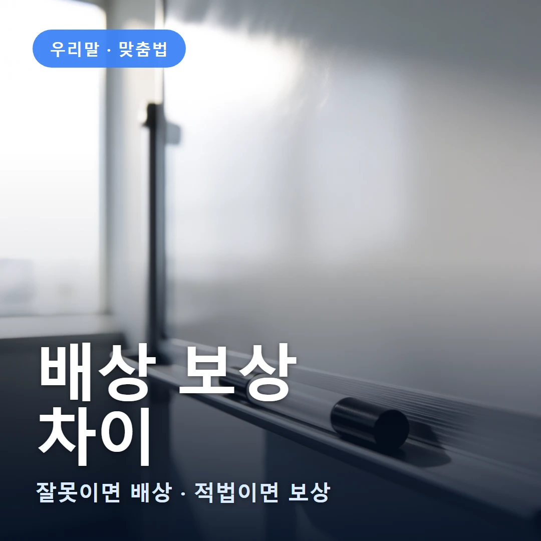 배상 보상 요약 표지 — 잘못이면 배상 · 적법이면 보상