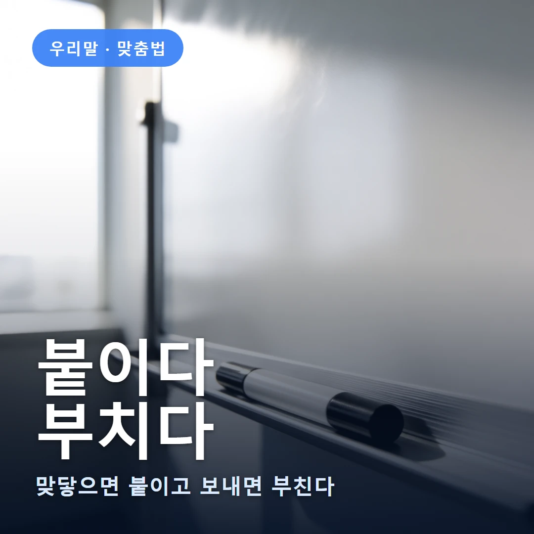 붙이다 요약 표지 — 맞닿으면 붙이고 보내면 부친다