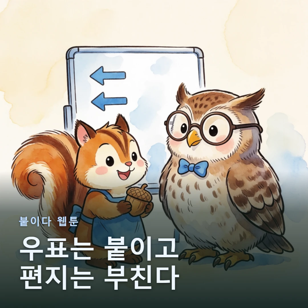 붙이다 웹툰 표지 — 우표는 붙이고 편지는 부친다
