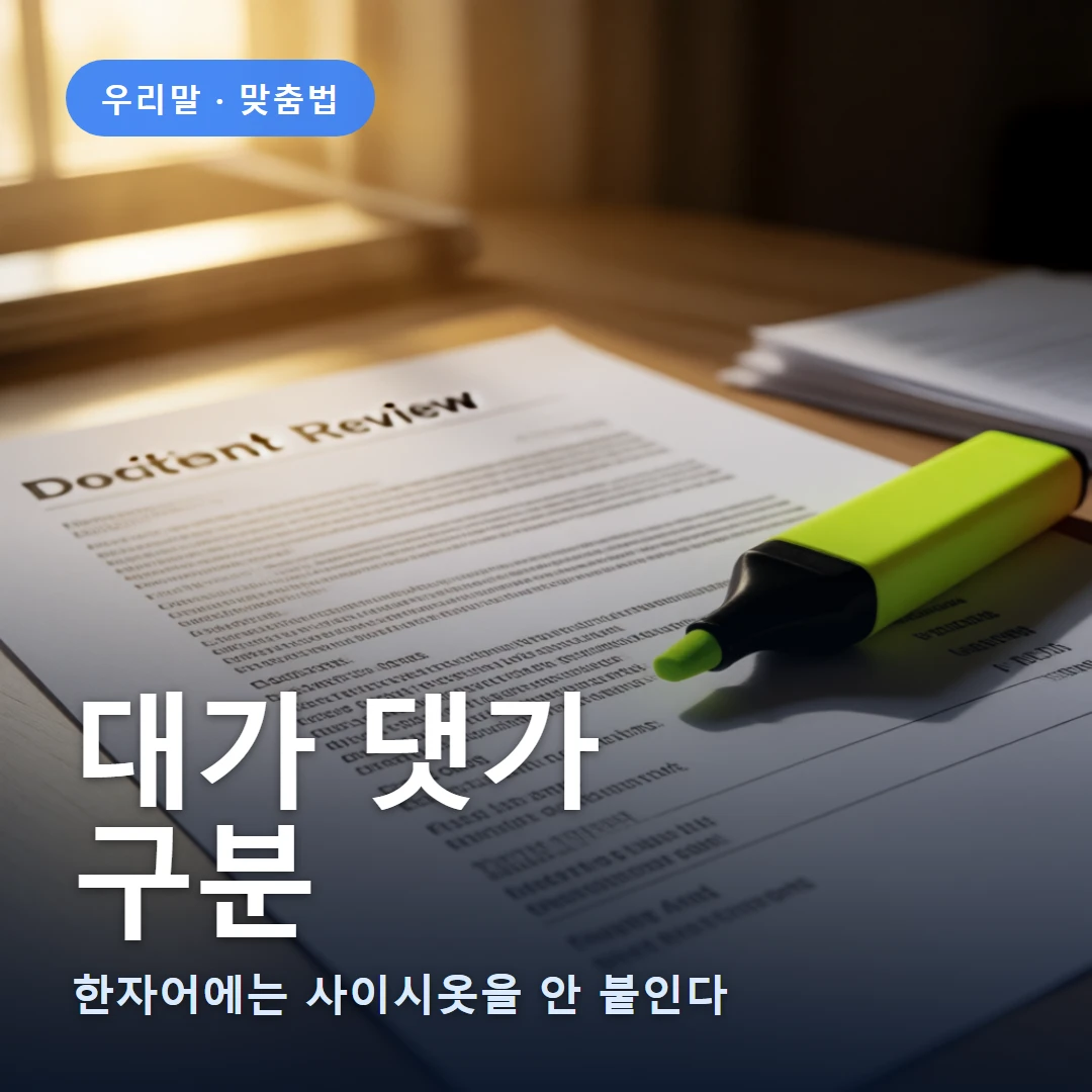 대가 댓가 요약 표지 — 한자어에는 사이시옷을 안 붙인다