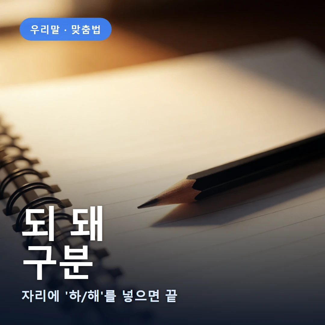 되 돼 요약 표지 — 자리에 '하/해'를 넣으면 끝