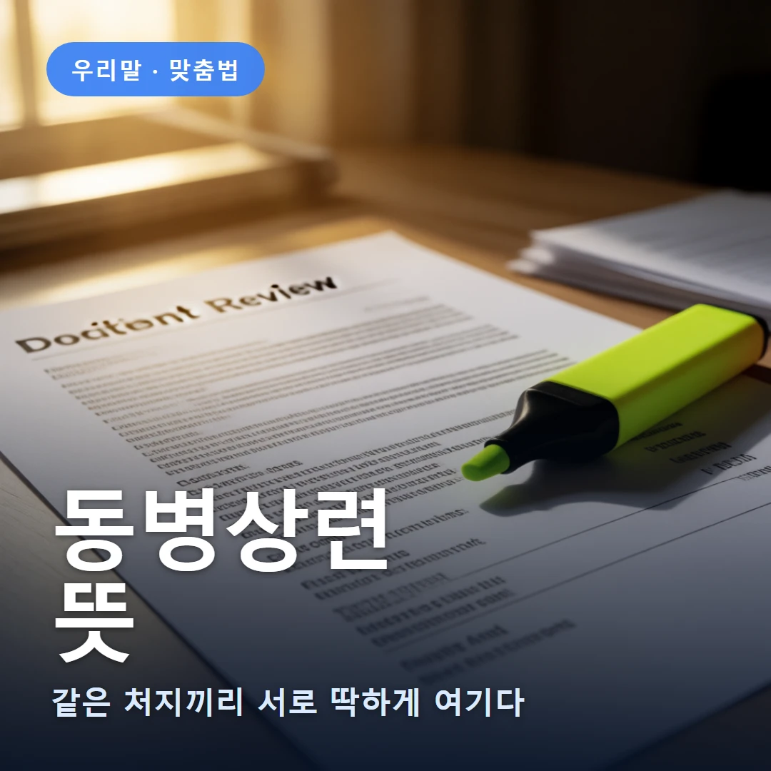 동병상련 요약 표지 — 같은 처지끼리 서로 딱하게 여기다