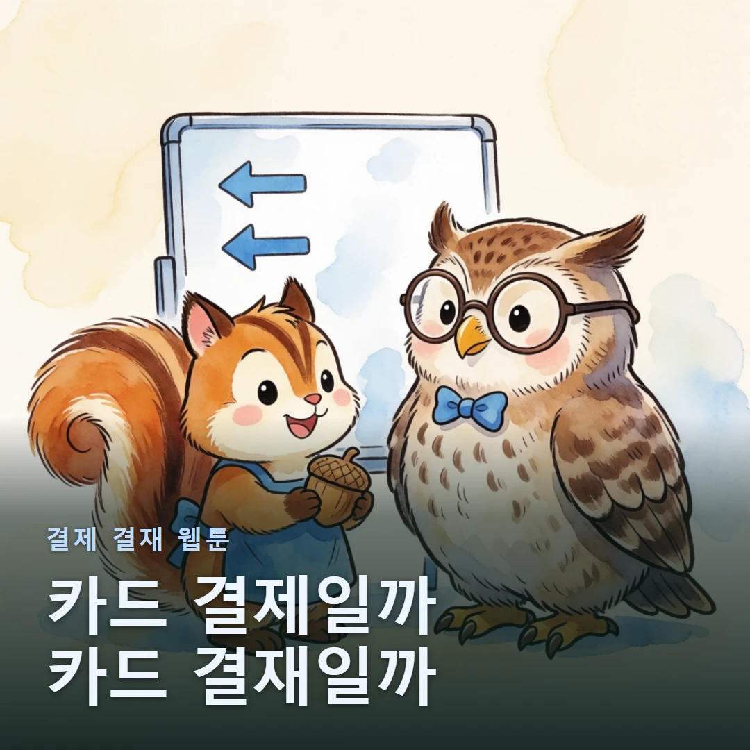 결제 결재 웹툰 표지 — 카드 결제일까 카드 결재일까