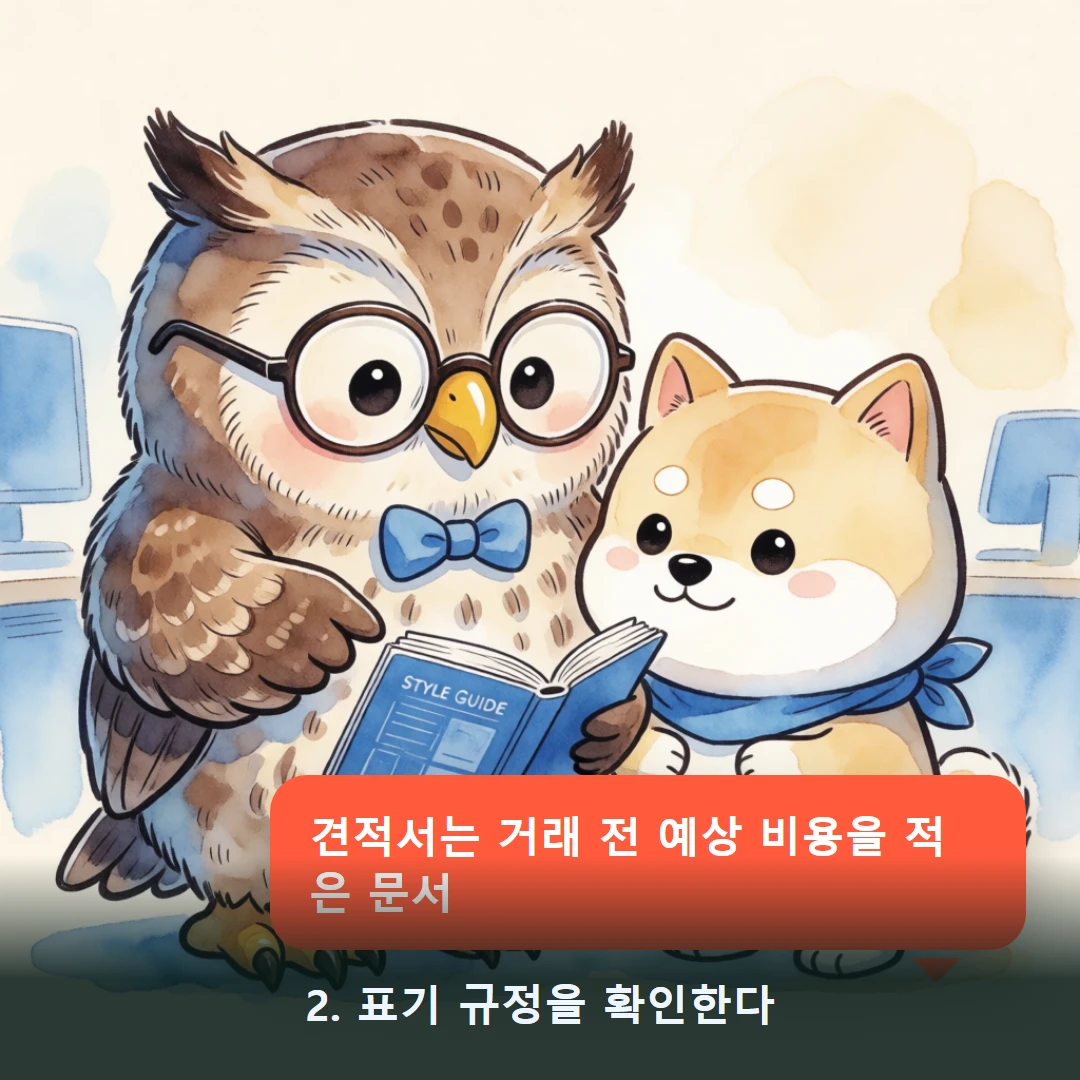 웹툰 2컷 — 2. 표기 규정을 확인한다 (견적서는 거래 전 예상 비용을 적은 문서)