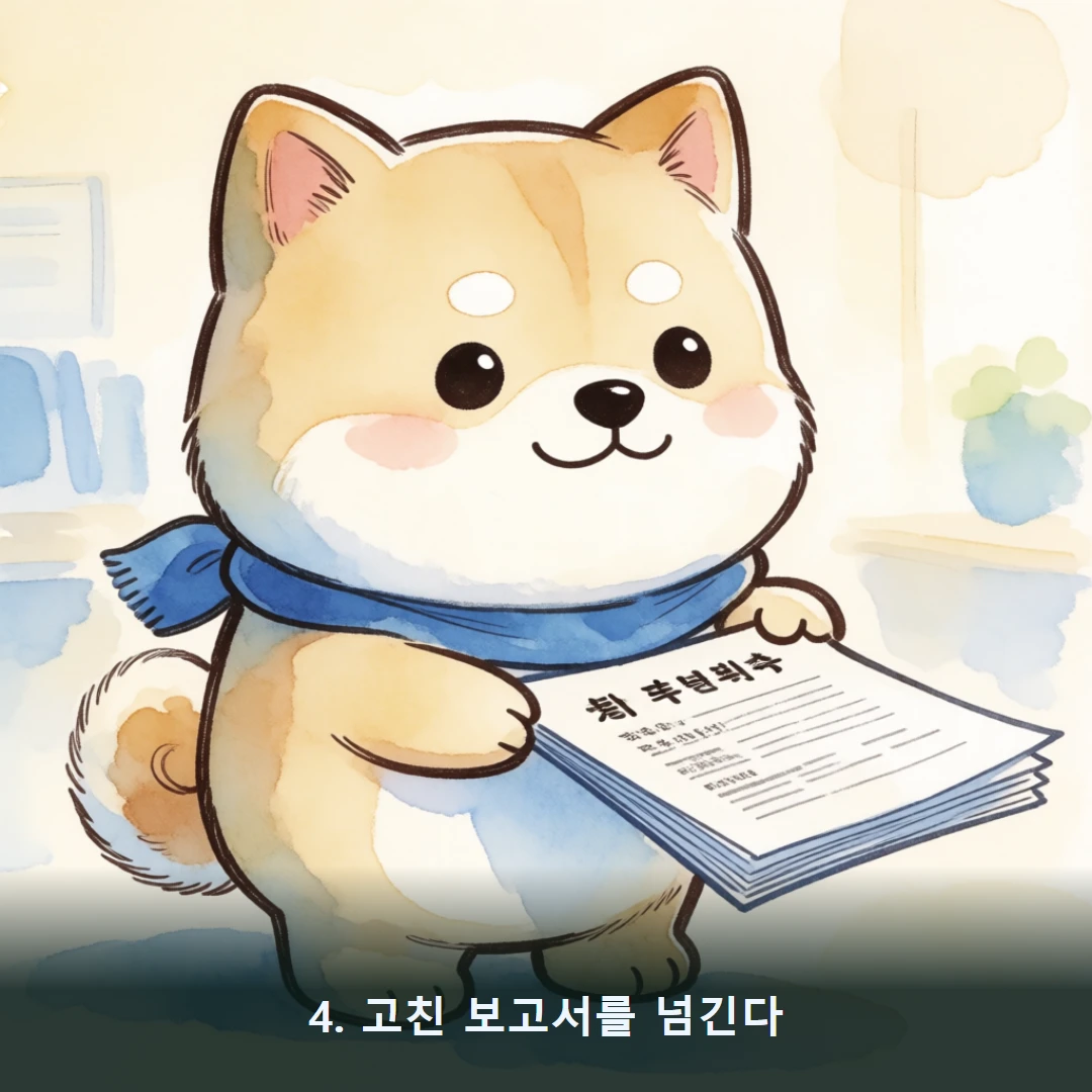 웹툰 4컷 — 4. 고친 보고서를 넘긴다