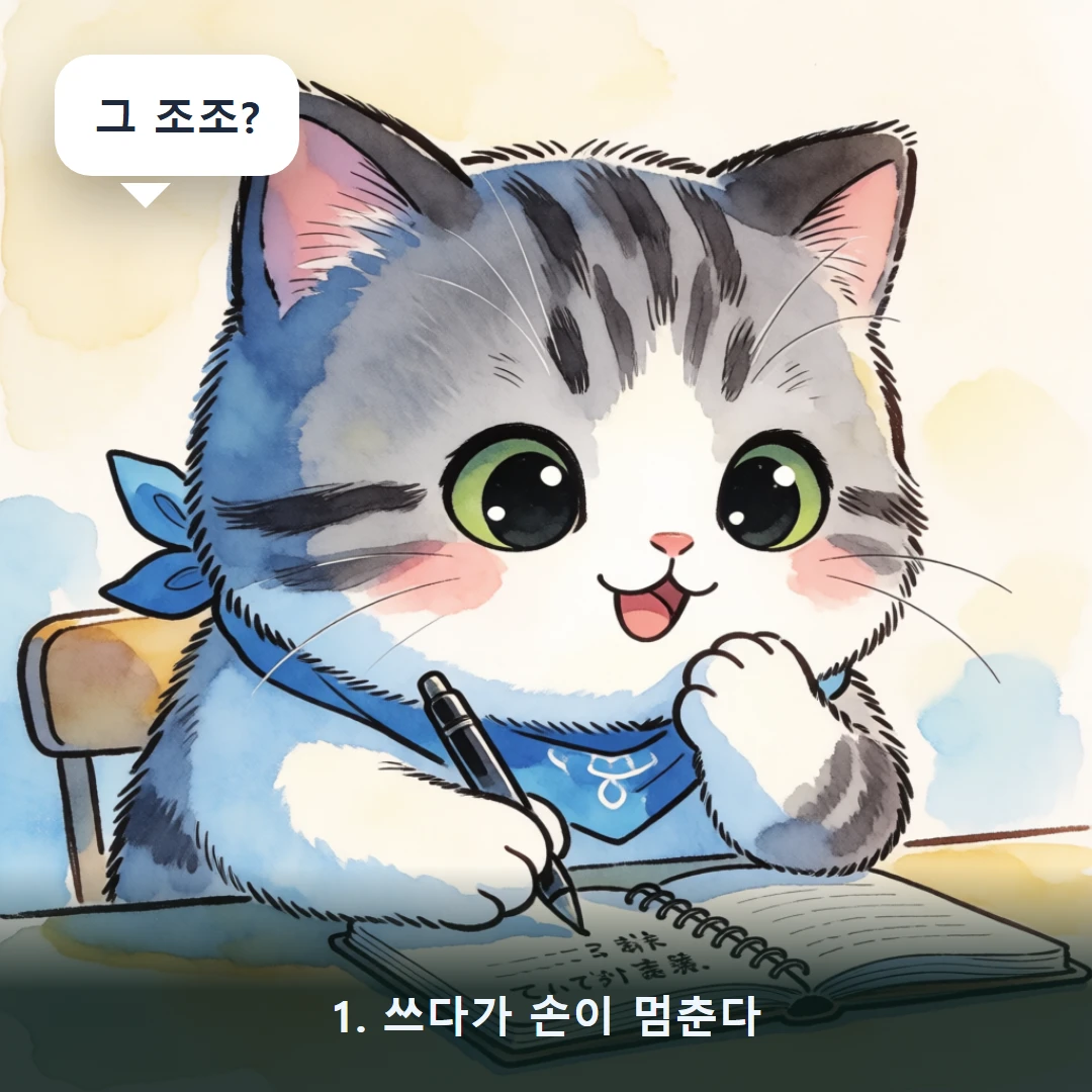 웹툰 1컷 — 1. 쓰다가 손이 멈춘다 (그 조조?)