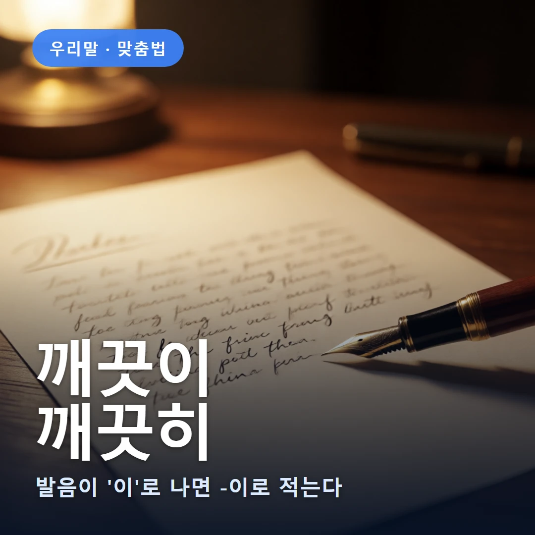 깨끗이 요약 표지 — 발음이 '이'로 나면 -이로 적는다