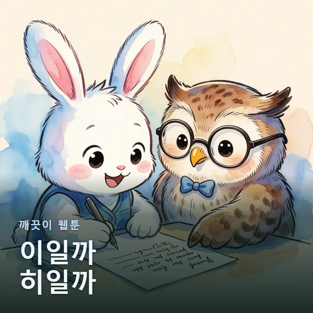 깨끗이 웹툰 표지 — 이일까 히일까