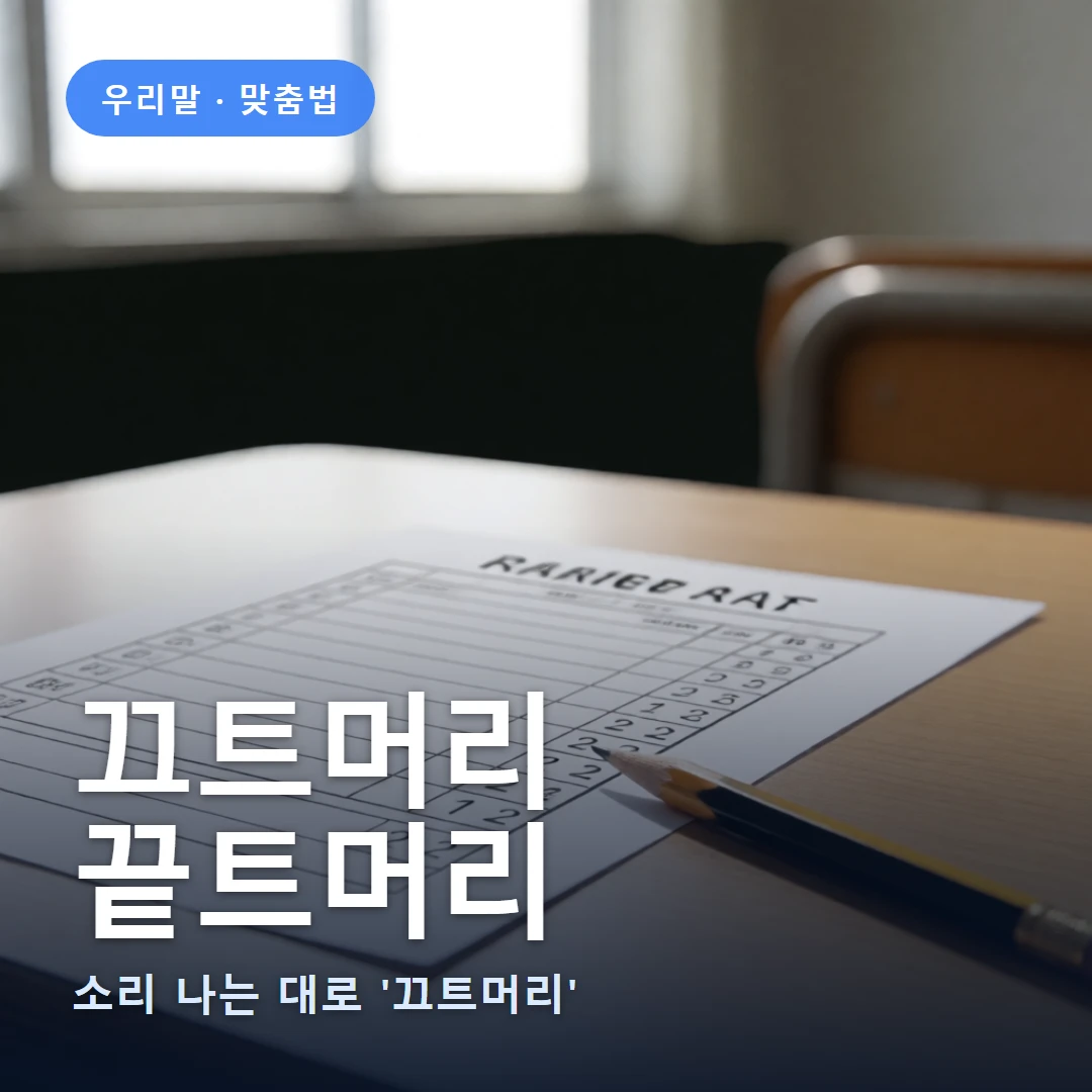 끄트머리 요약 표지 — 소리 나는 대로 '끄트머리'