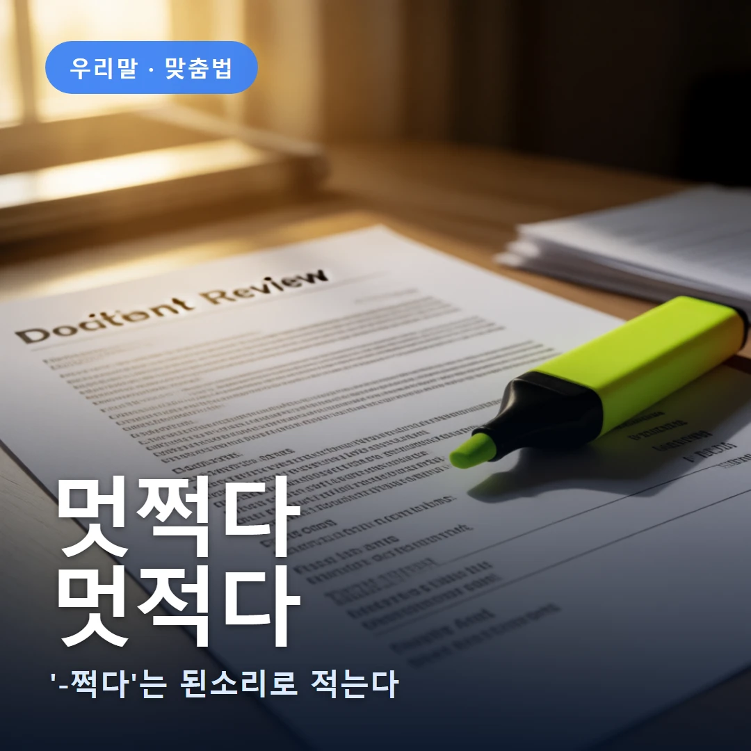 멋쩍다 요약 표지 — '-쩍다'는 된소리로 적는다