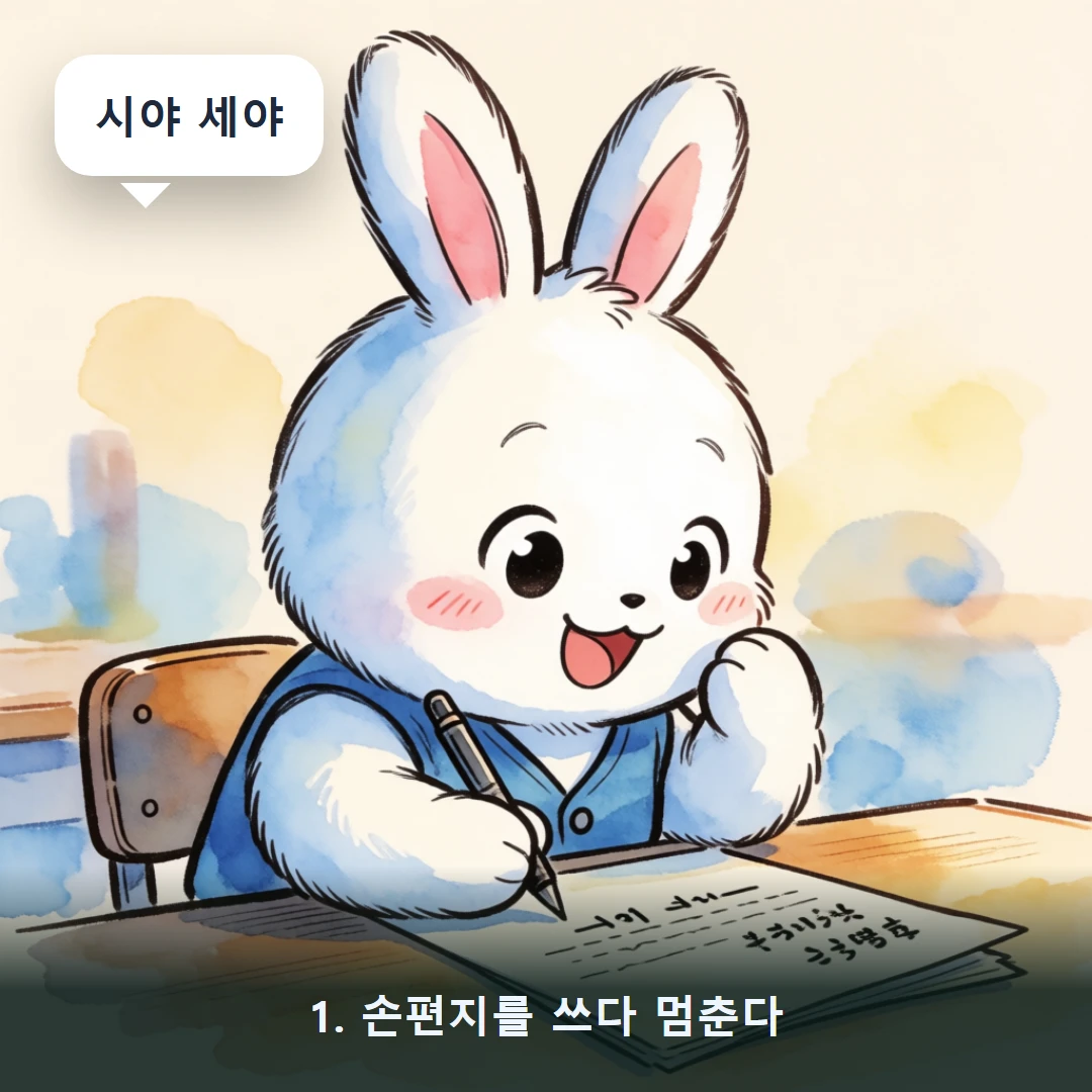 웹툰 1컷 — 1. 손편지를 쓰다 멈춘다 (시야 세야)