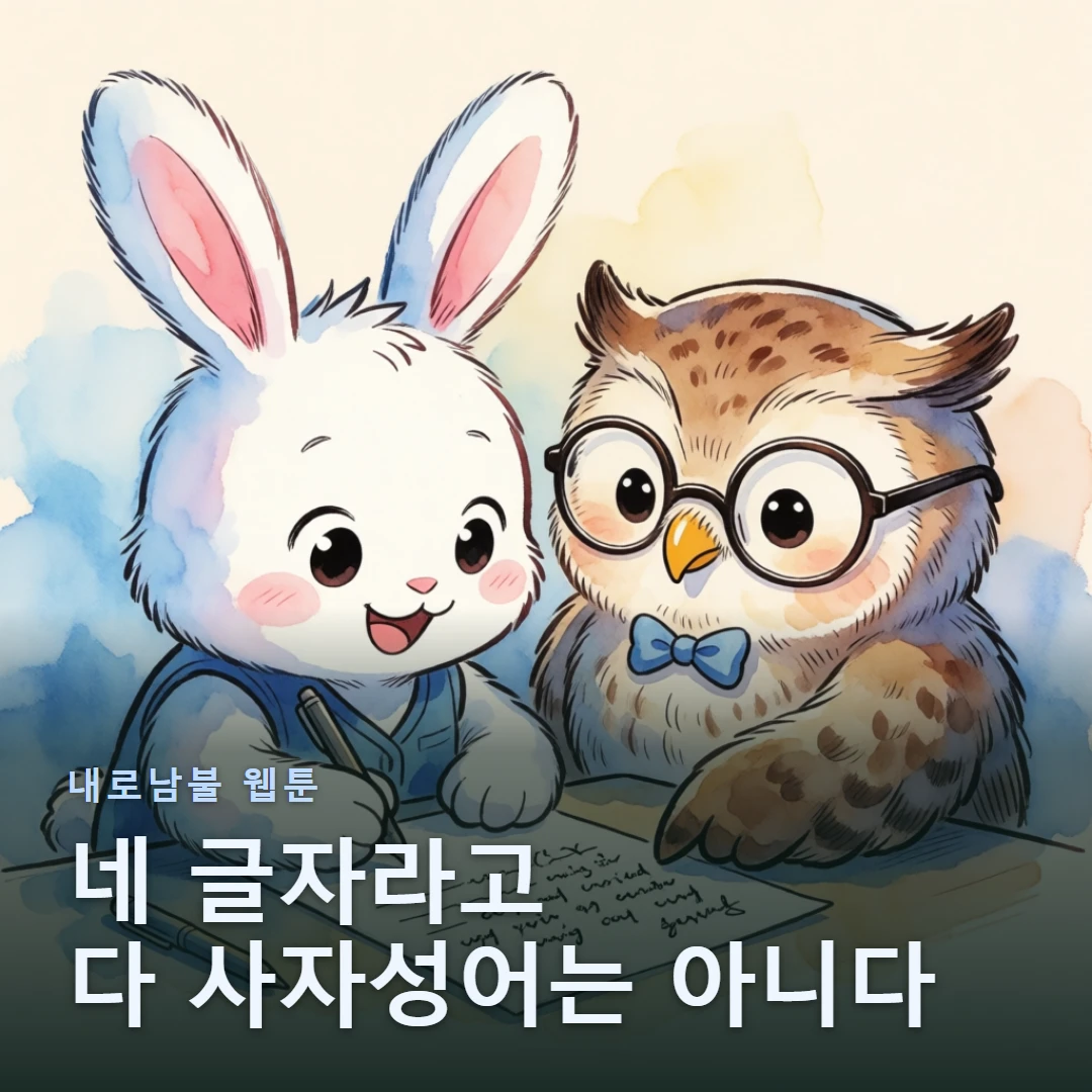 내로남불 웹툰 표지 — 네 글자라고 다 사자성어는 아니다