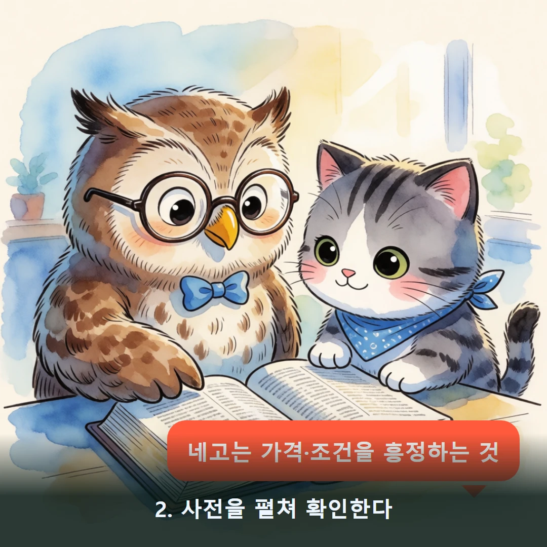 웹툰 2컷 — 2. 사전을 펼쳐 확인한다 (네고는 가격·조건을 흥정하는 것)