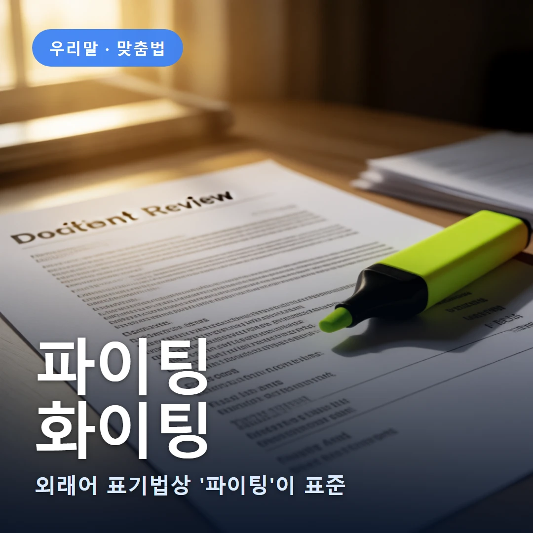 파이팅 요약 표지 — 외래어 표기법상 '파이팅'이 표준