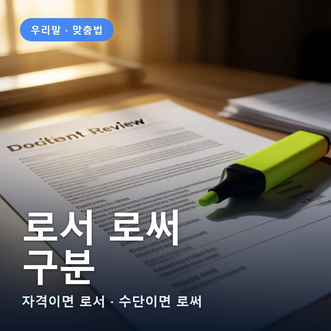 로서 로써 요약 표지 — 자격이면 로서 · 수단이면 로써