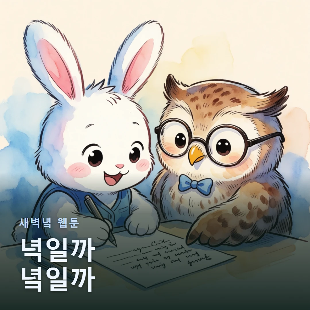 새벽녘 웹툰 표지 — 녁일까 녘일까