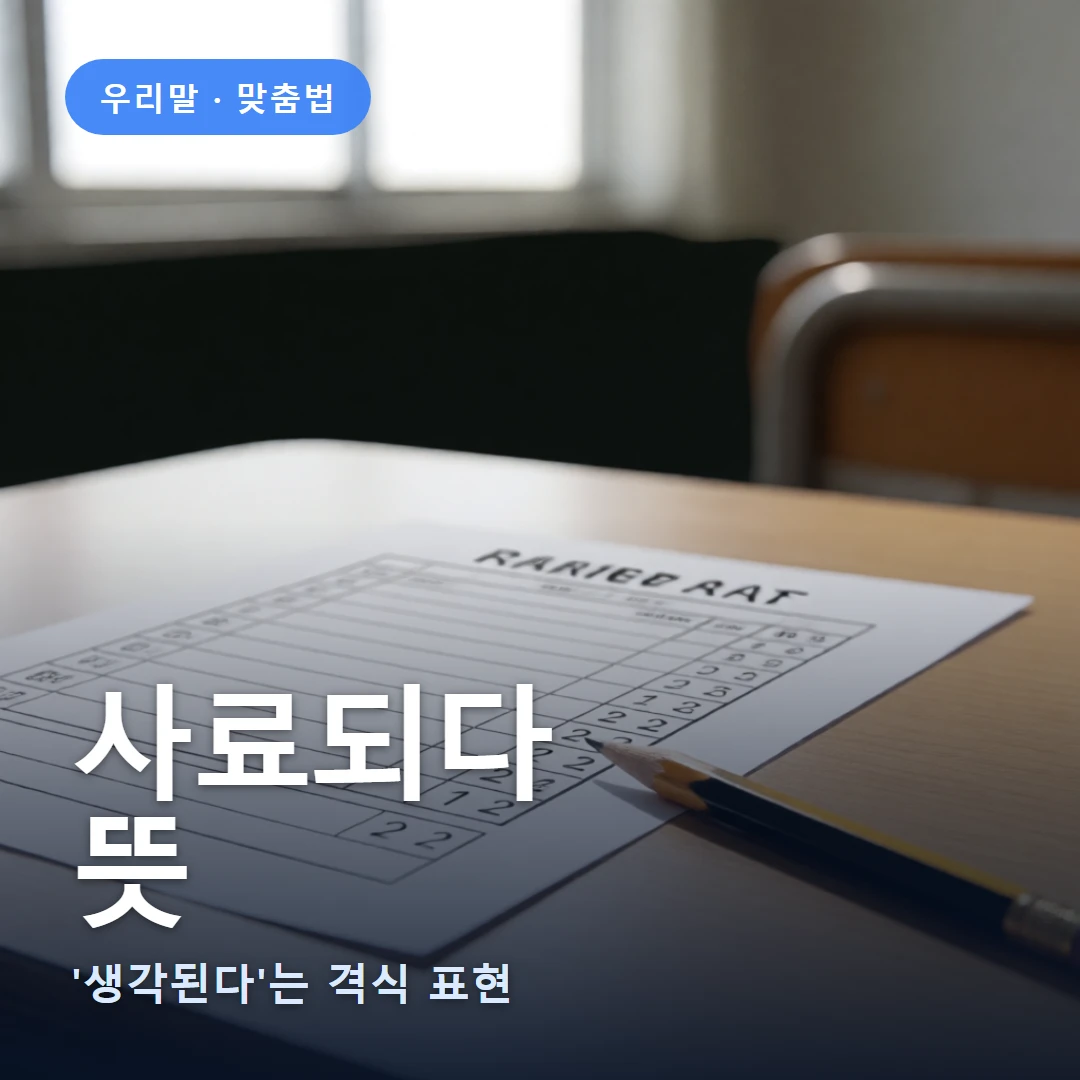 사료되다 요약 표지 — '생각된다'는 격식 표현