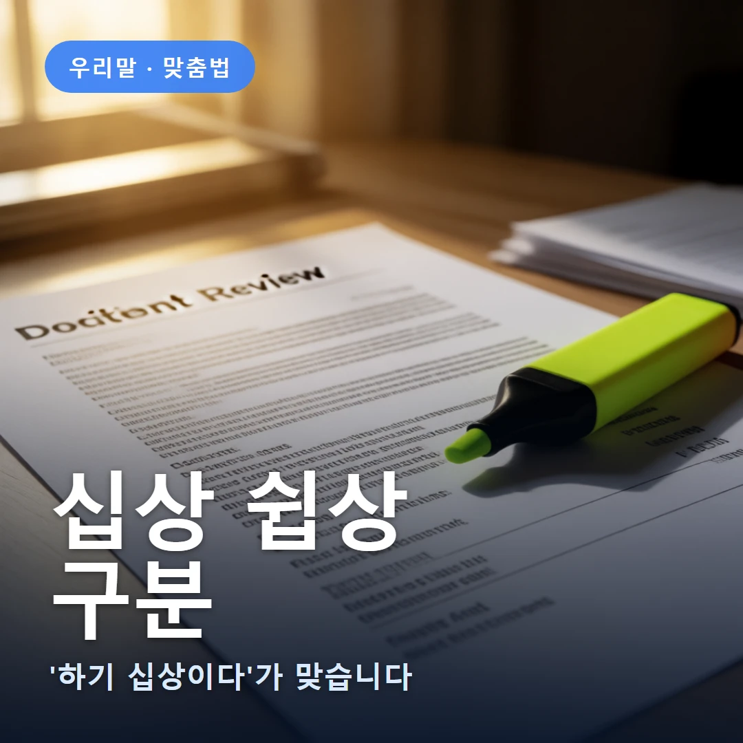 십상 쉽상 요약 표지 — '하기 십상이다'가 맞습니다